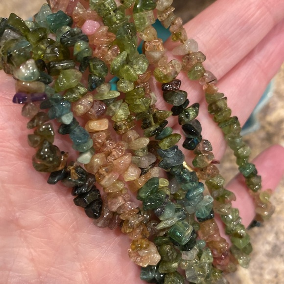 2 Vintage Tourmaline (?) Necklaces Multicolored Pink Green Watermelon Colors - Picture 6 of 11